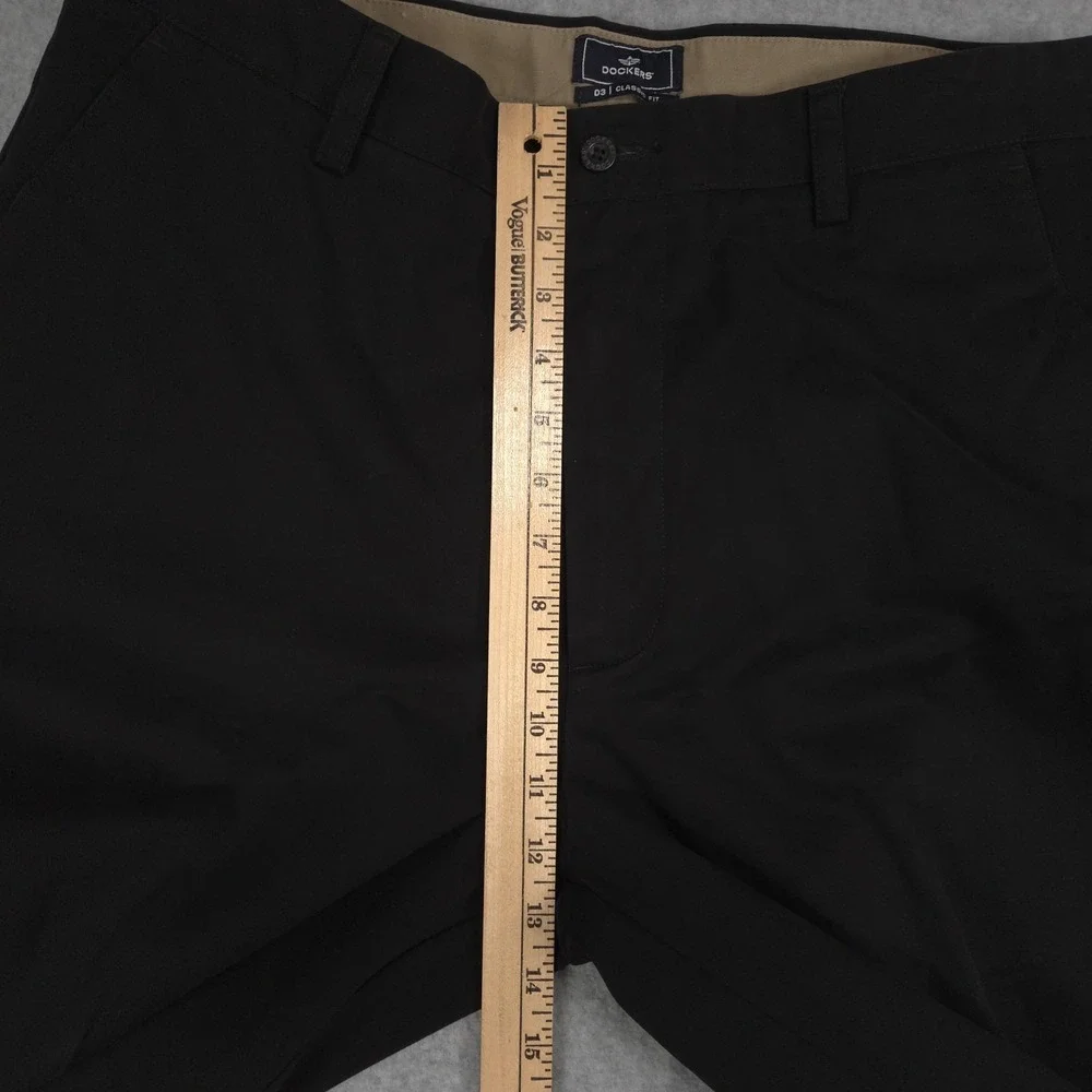 Dockers Mens 34x34 Black Classic Fit D3 Flat Front Chino Khaki Pants School Work